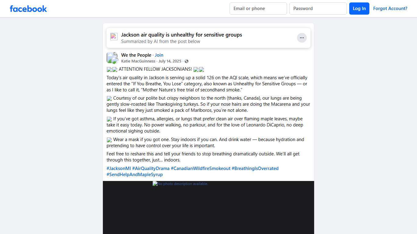 We the People 🚨🌫️ ATTENTION FELLOW JACKSONIANS Facebook